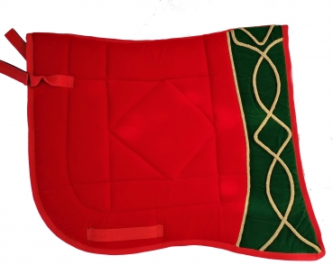 Saddlepad Barock for Showriding " Andaluz"  in red/green with gold lace